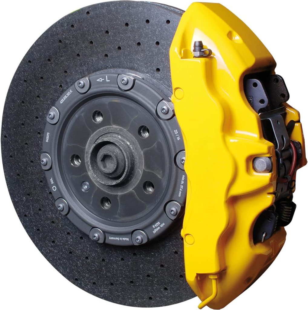 Peinture étriers de frein jaune racing à Lille detailing et personnalisation 